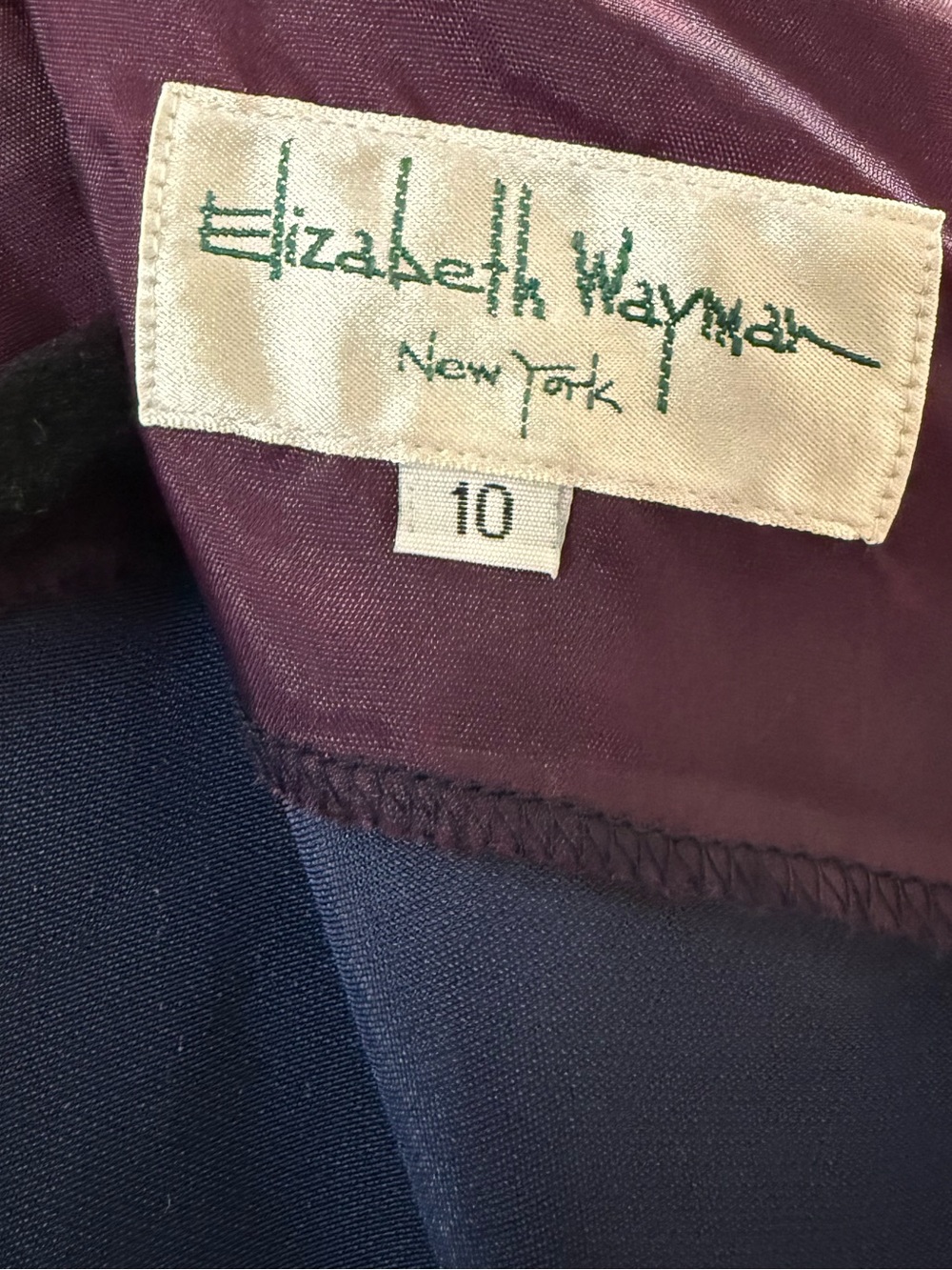 Vintage 90s Elizabeth Wayman Silk Velvet Formal Gown Navy Burgundy Sz 10 - Picture 12 of 14